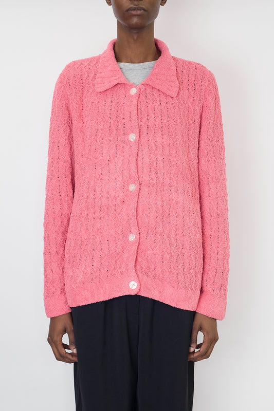 VINTAGE PINK KNIT SHIRT JACKET