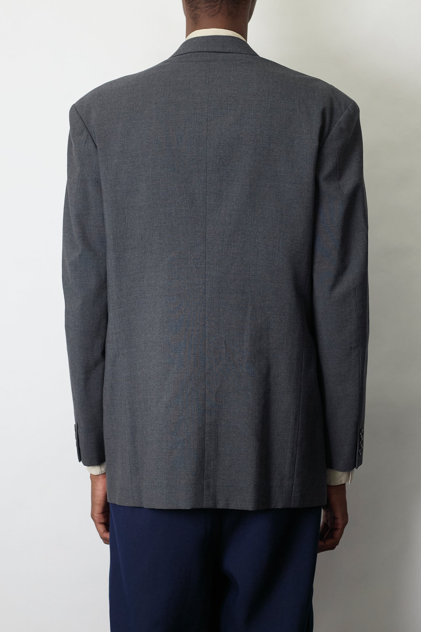 Y'S FOR MEN GRAY WOOL GABARDINE TAILORED JACKET