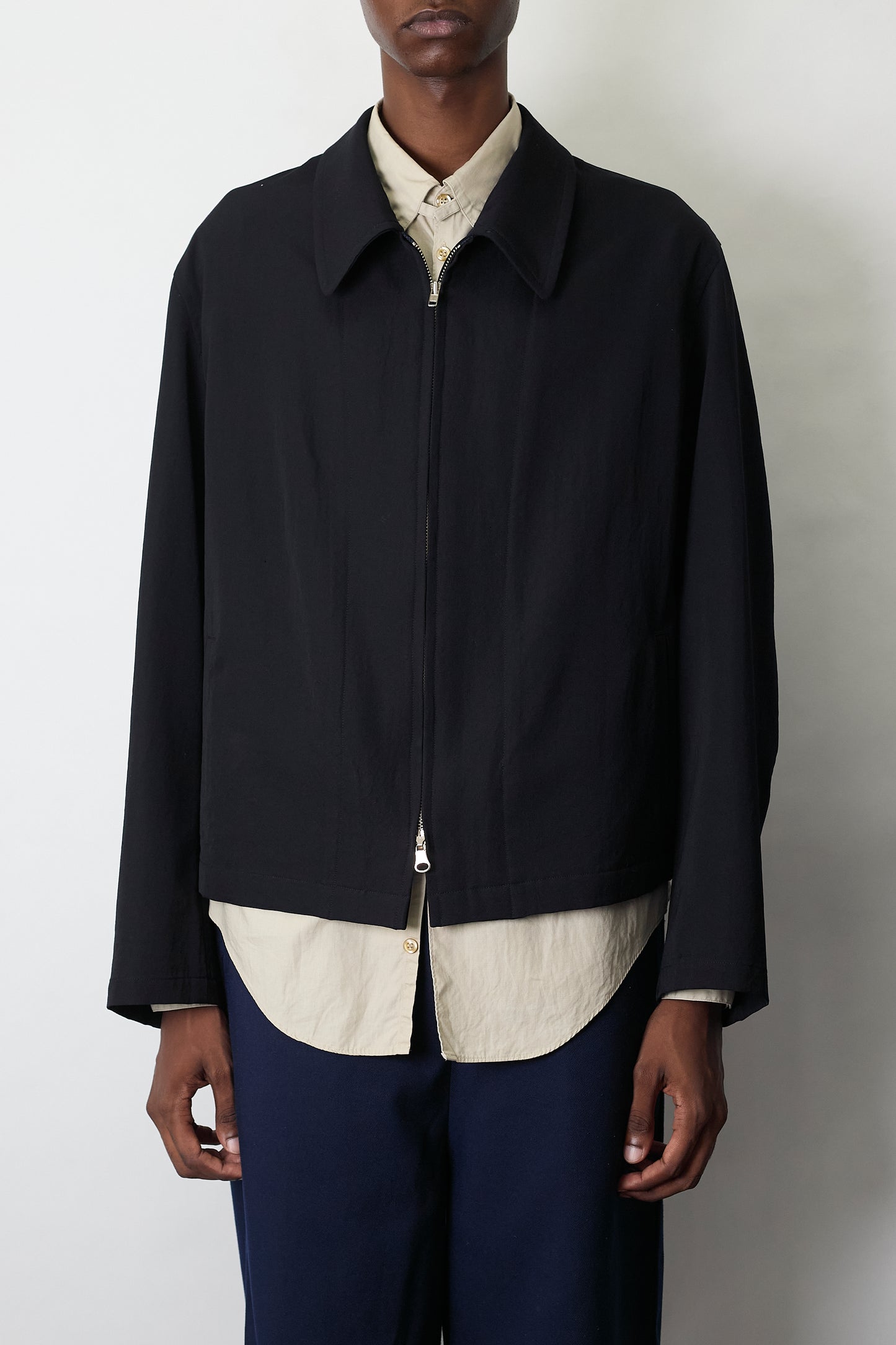 Y'S FOR MEN WOOL GABARDINE ZIP UP SHORT JACKET