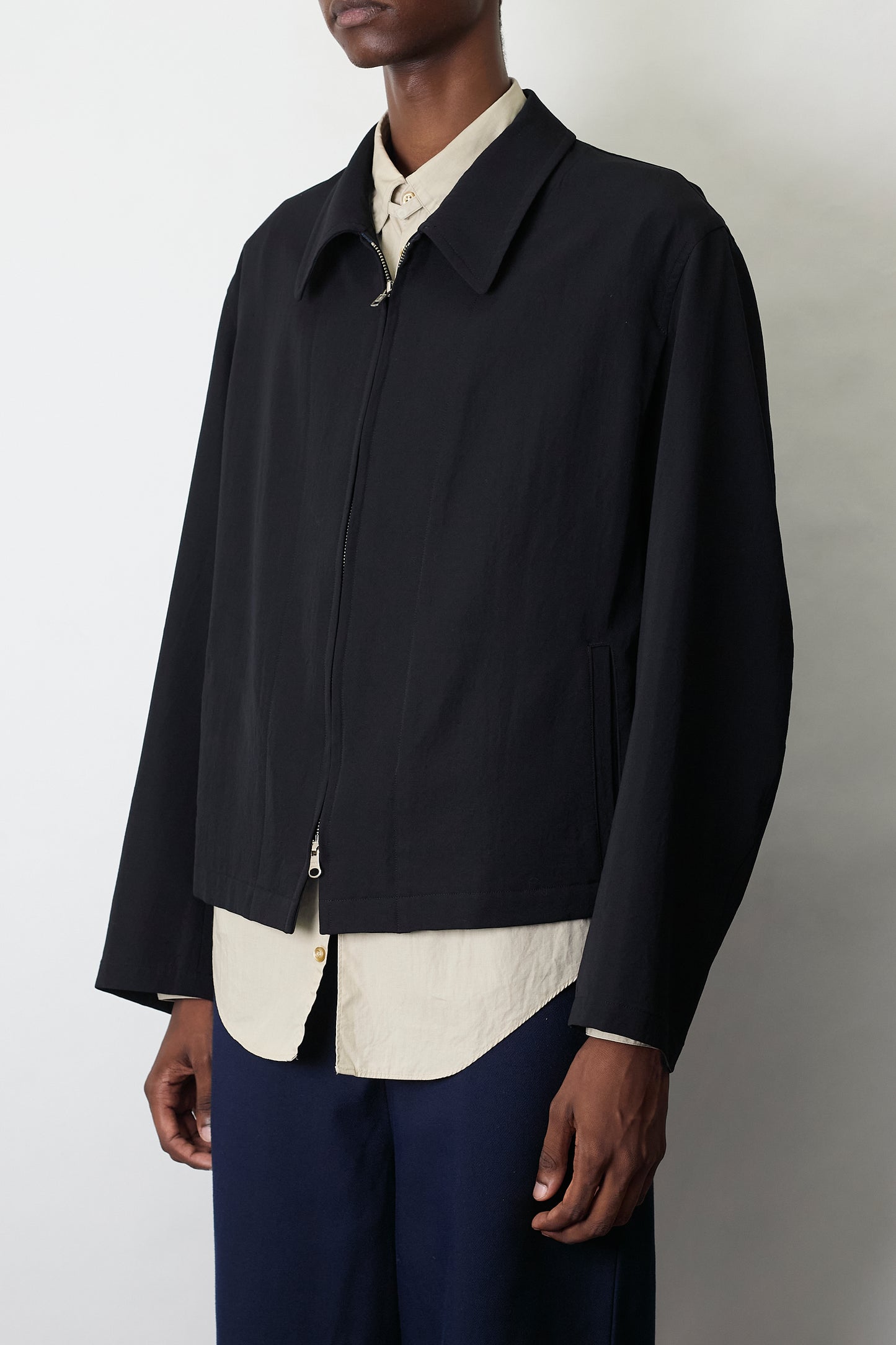 Y'S FOR MEN WOOL GABARDINE ZIP UP SHORT JACKET