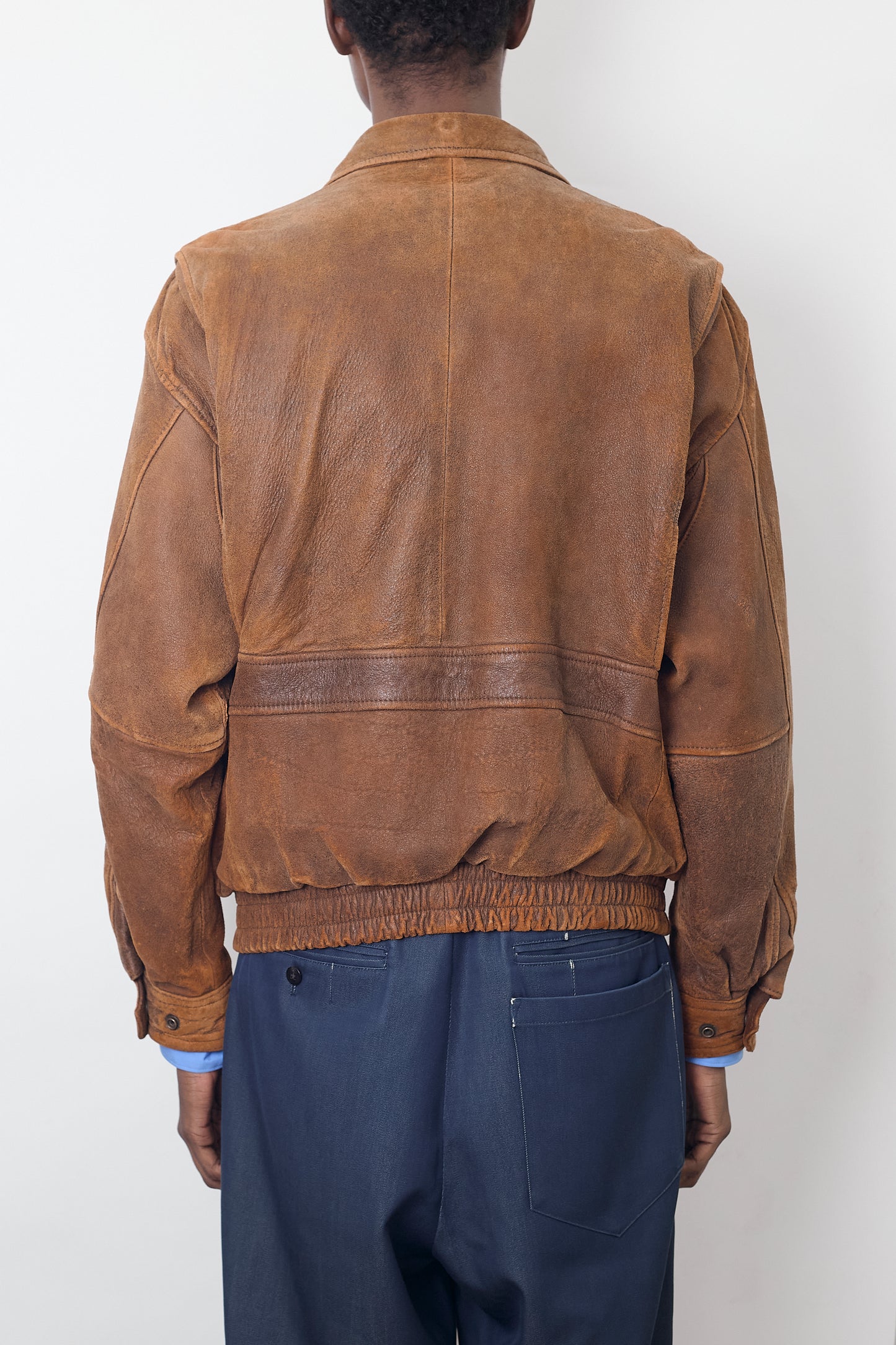 VINTAGE BROWN LEATHER BOMBER JACKET