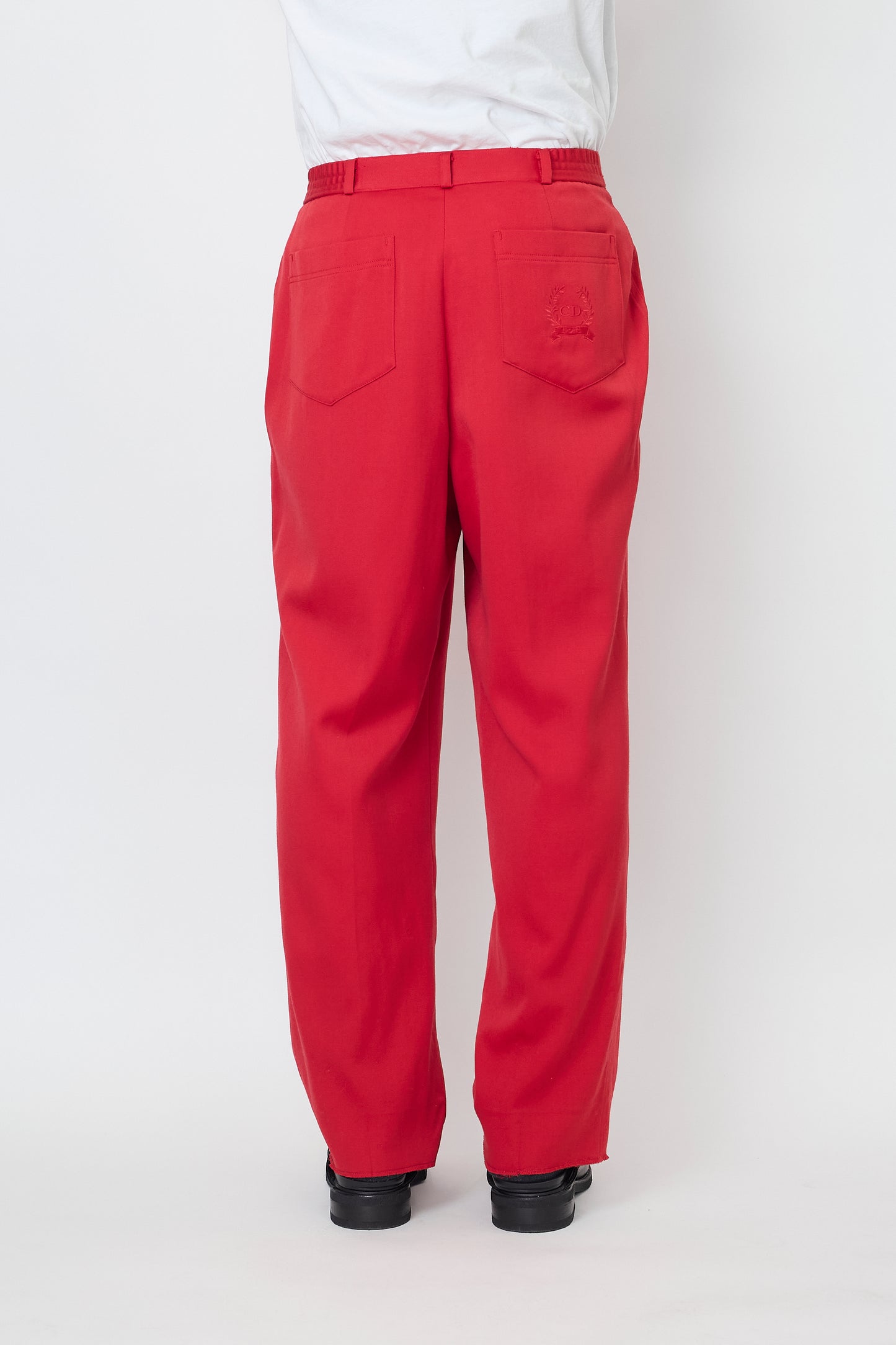 YVES SAINT LAURENT SPORT RED WOOL WIDE PANTS