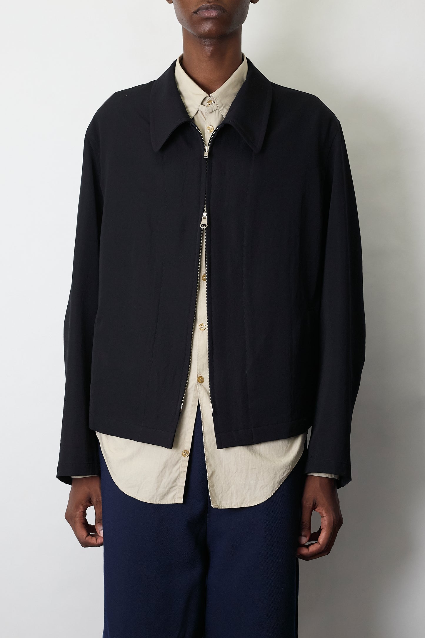 Y'S FOR MEN WOOL GABARDINE ZIP UP SHORT JACKET