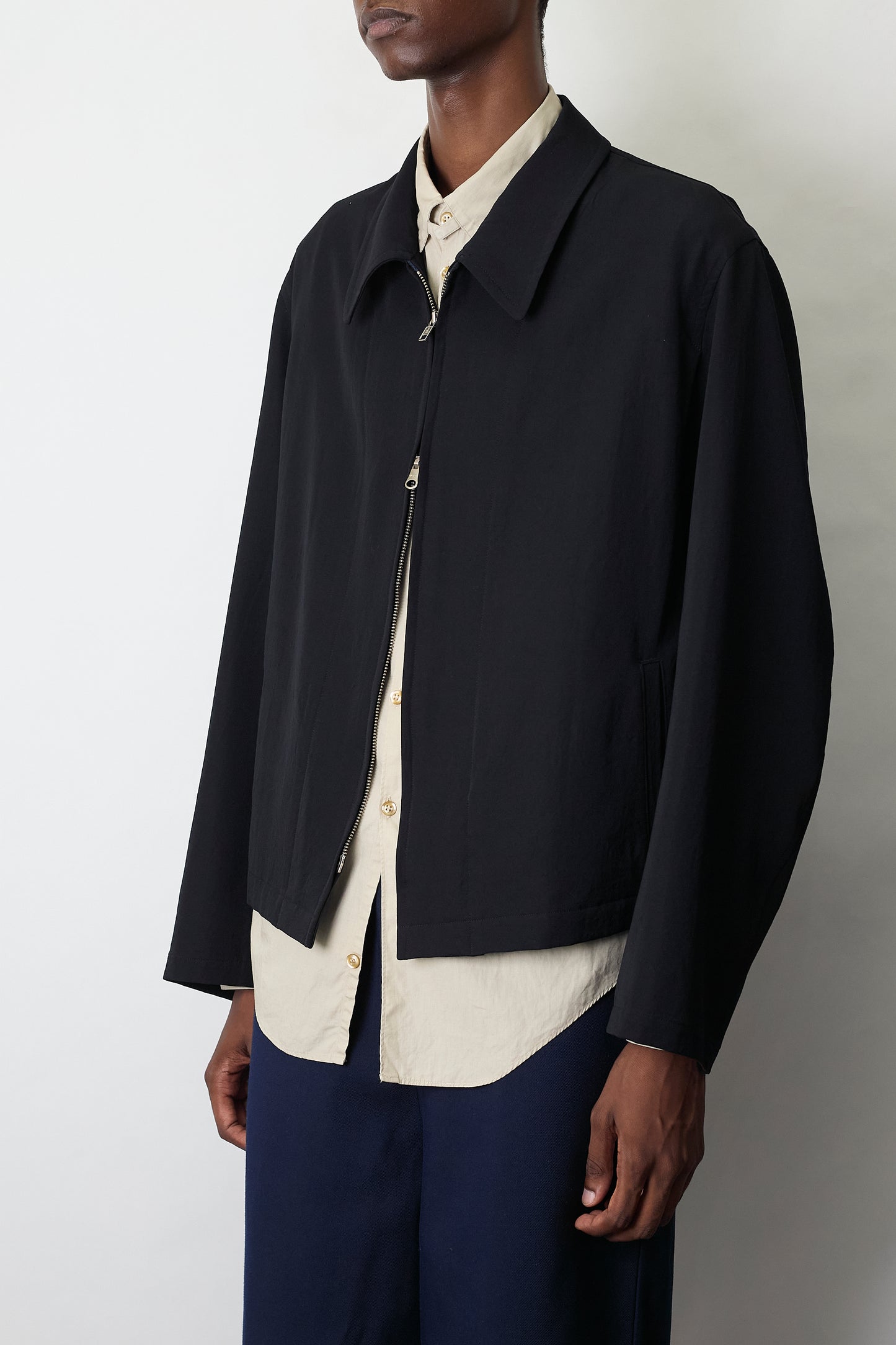 Y'S FOR MEN WOOL GABARDINE ZIP UP SHORT JACKET