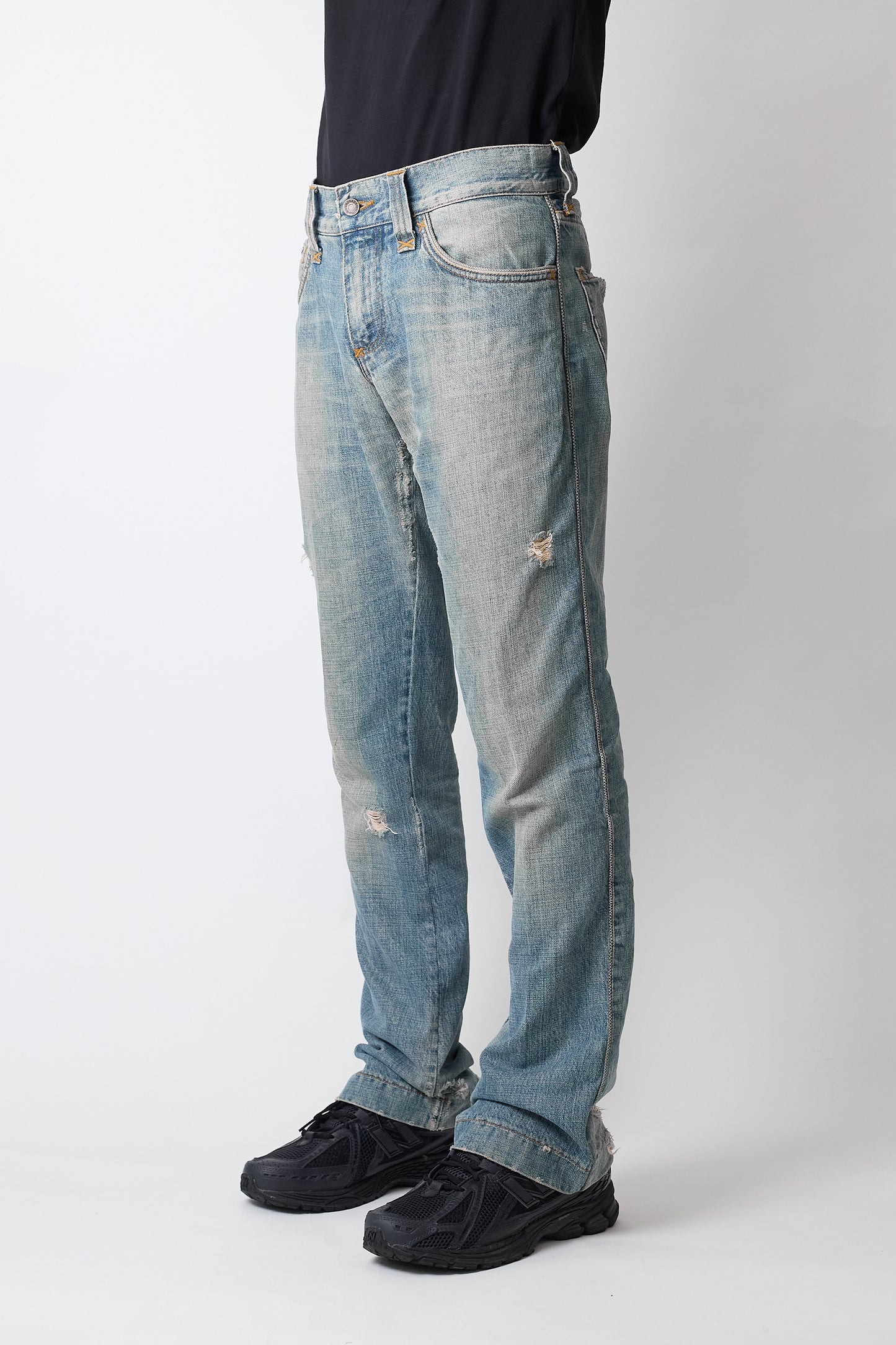 DOLCE&GABBANA DAMEGED DENIM FLARE PANTS