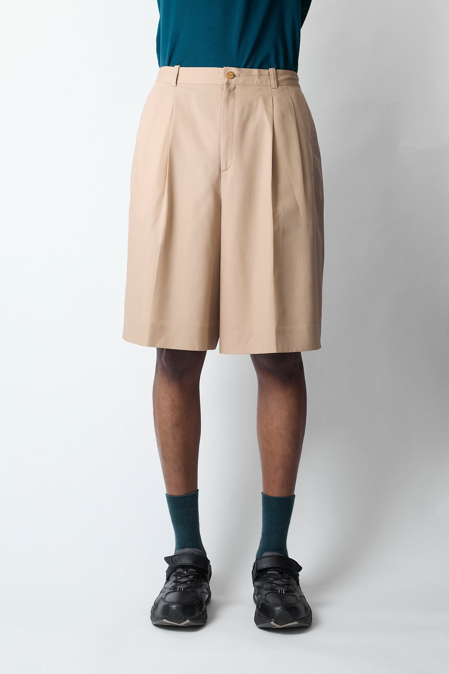 BURBERRY WOOL GABARDINE WIDE SHORT PANTS