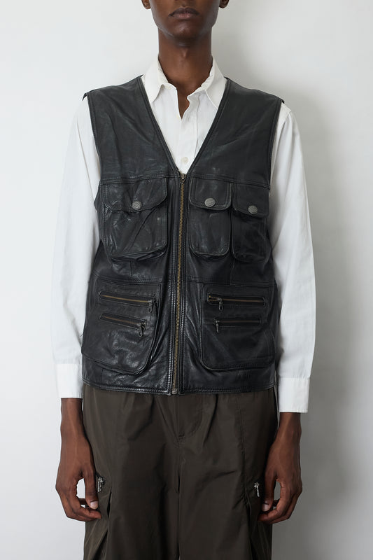 VINTAGE DESIGNED POCKET LEATHER VEST