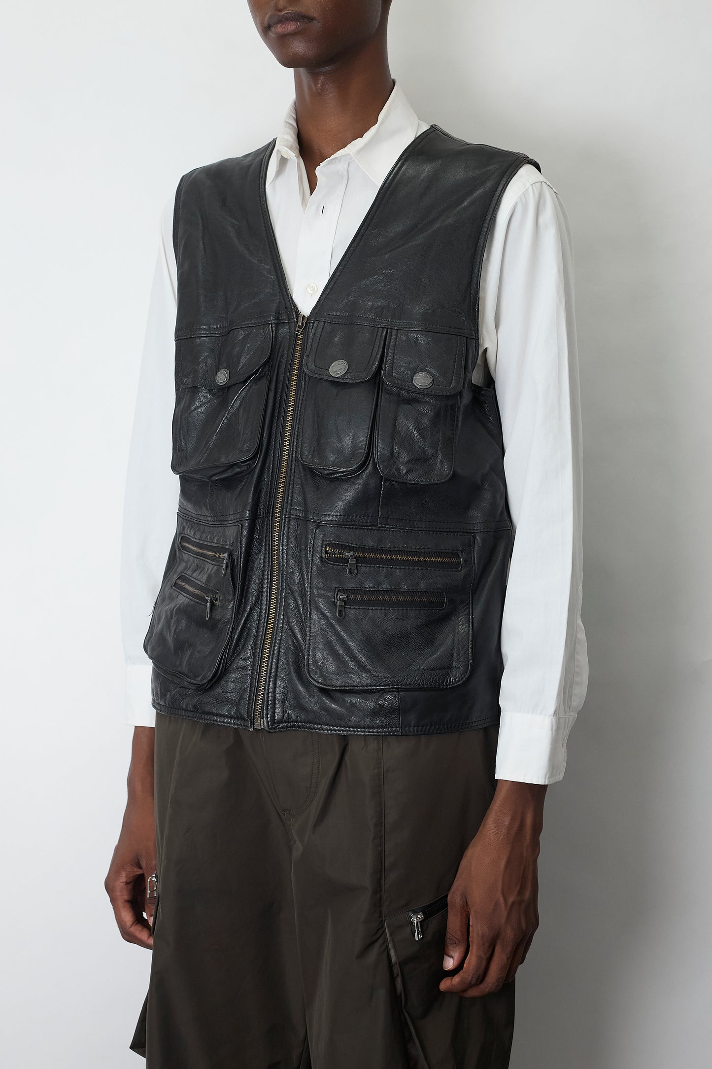 VINTAGE DESIGNED POCKET LEATHER VEST