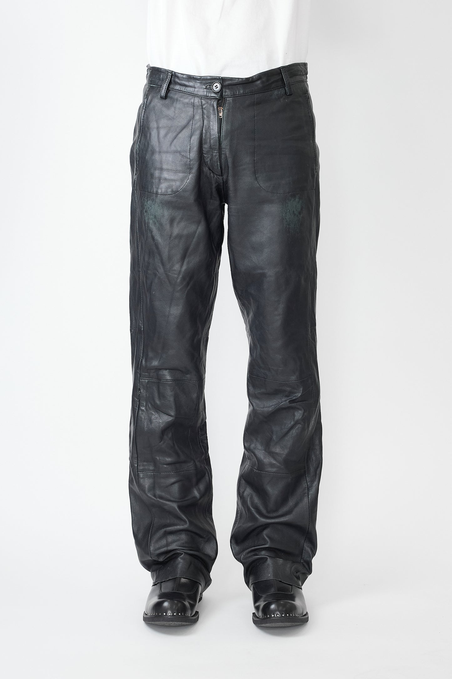 VINTAGE BLACK LEATHER FLARE PANTS