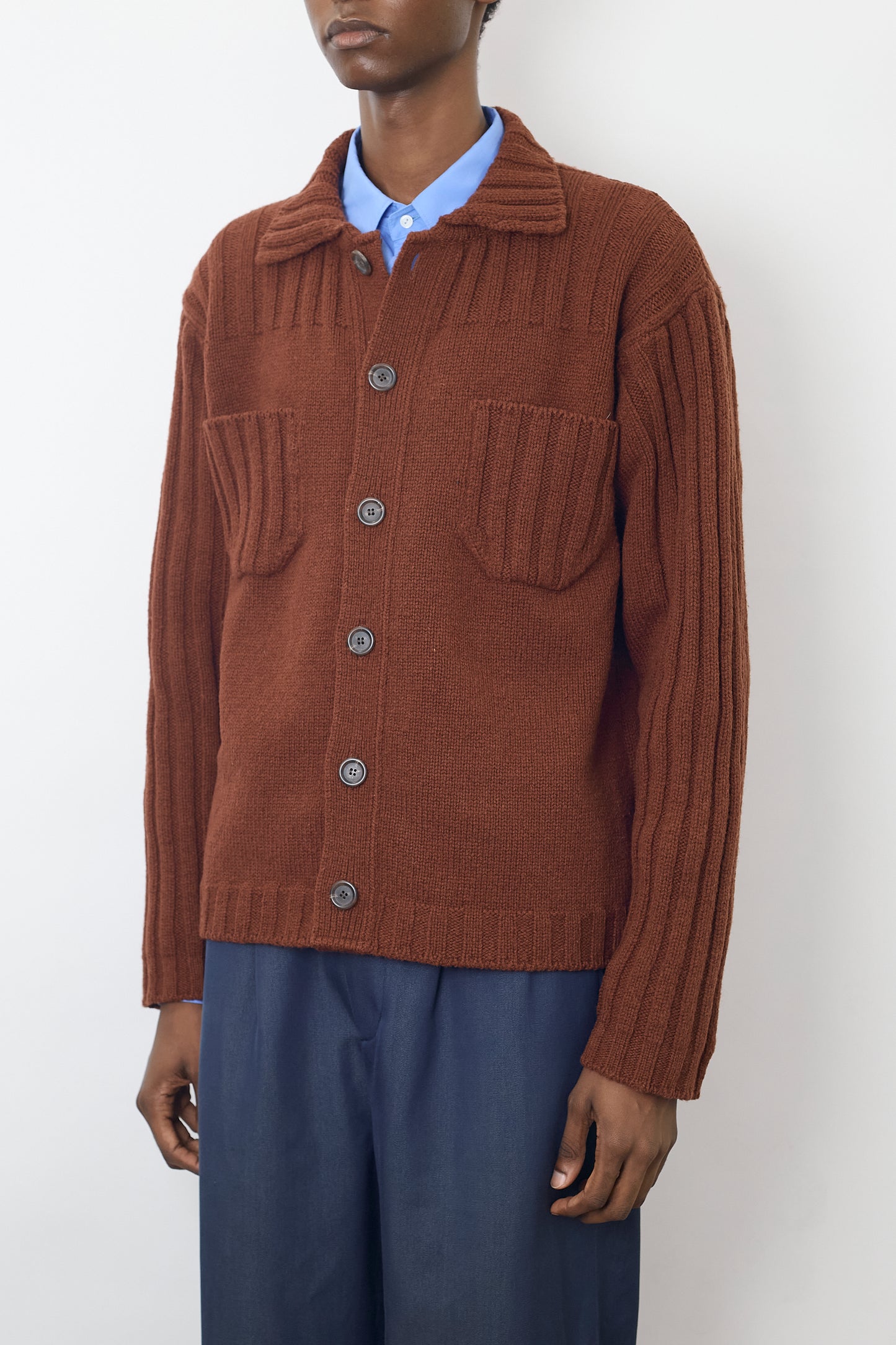 DRIES VAN NOTEN BROWN WOOL KNIT JACKET