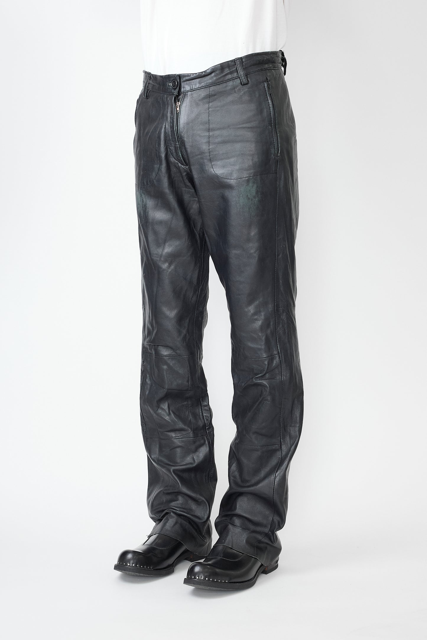 VINTAGE BLACK LEATHER FLARE PANTS