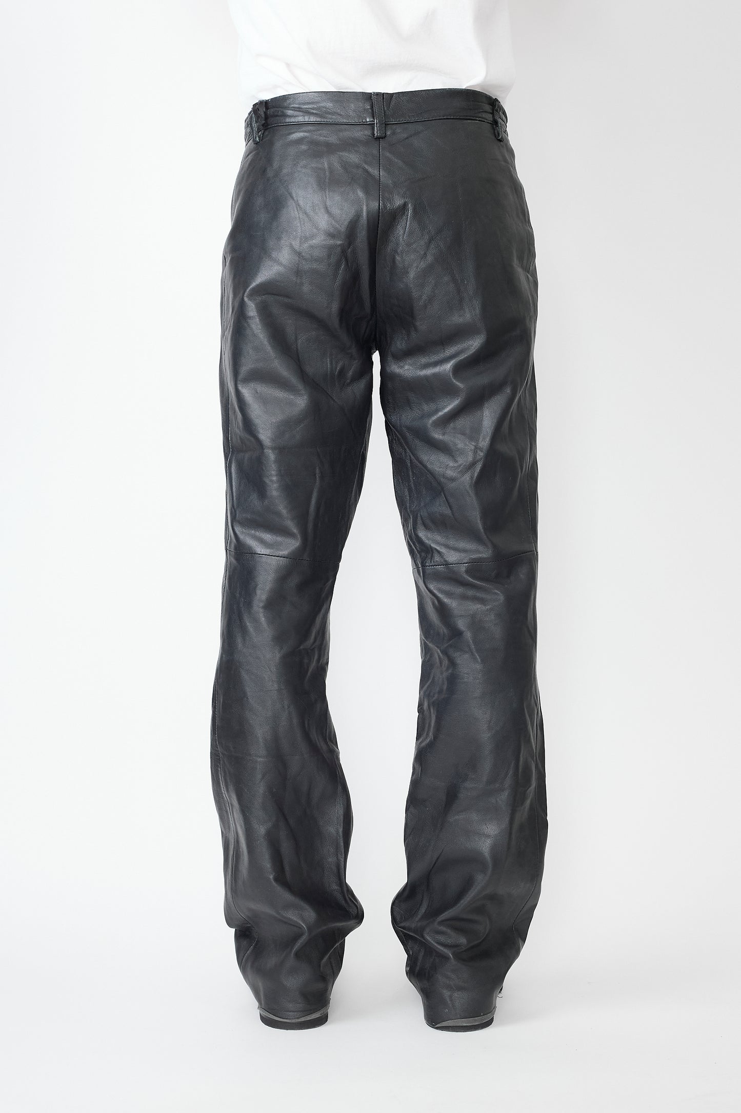 VINTAGE BLACK LEATHER FLARE PANTS