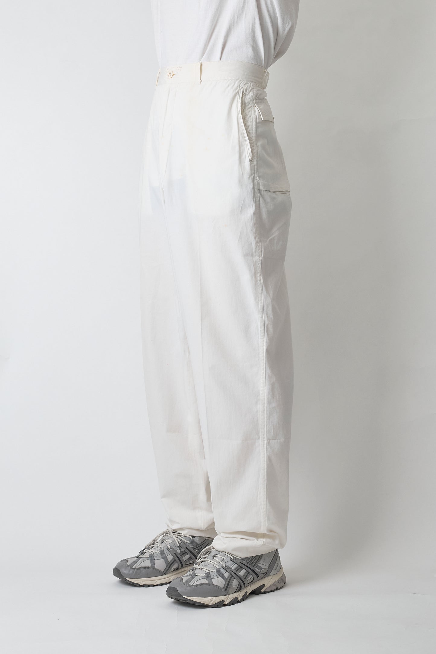 COMME DES GARCONS HOMME WHITE COTTON WIDE PANTS