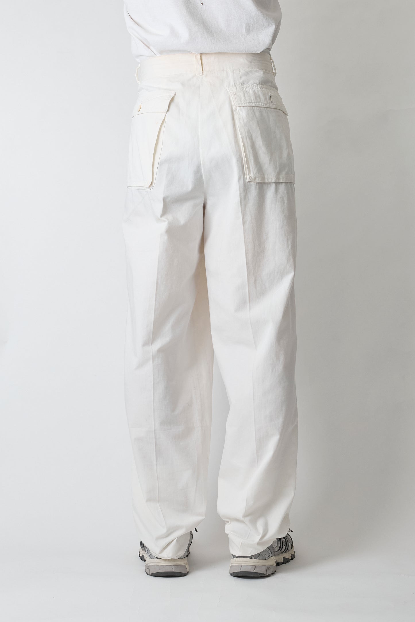 COMME DES GARCONS HOMME WHITE COTTON WIDE PANTS