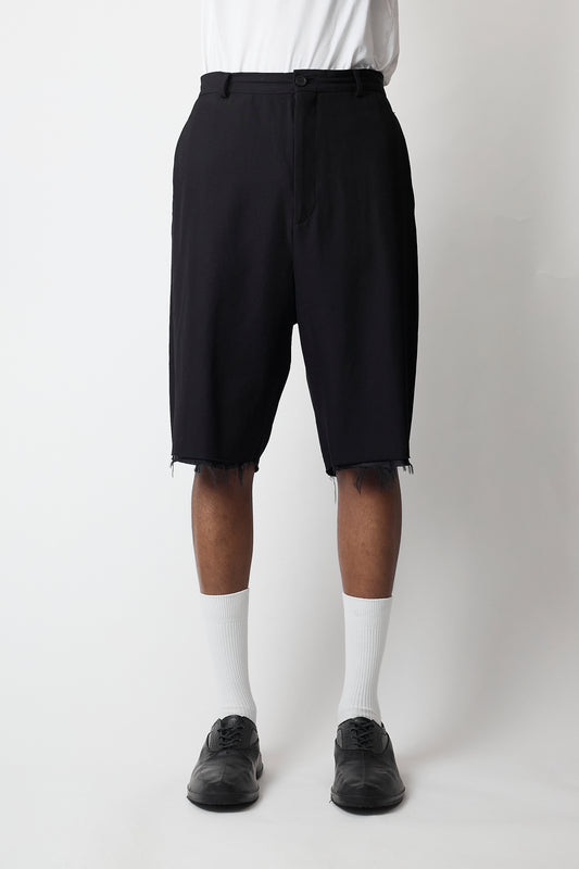 BALENCIAGA DESIGNED BLACK WOOL WIDE SHORT PANTS