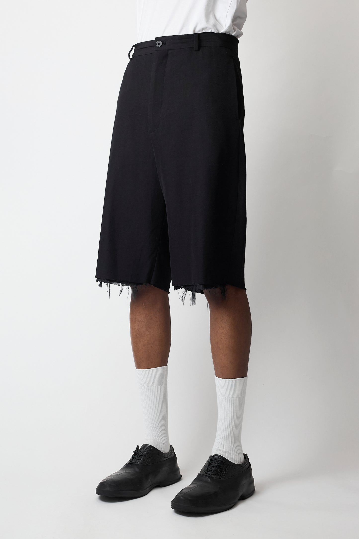 BALENCIAGA DESIGNED BLACK WOOL WIDE SHORT PANTS