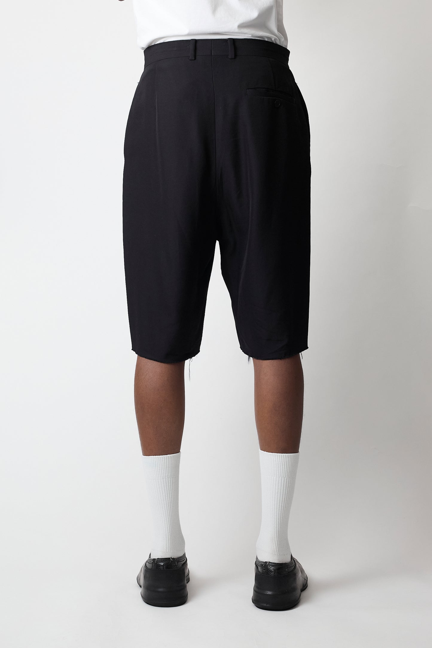 BALENCIAGA DESIGNED BLACK WOOL WIDE SHORT PANTS