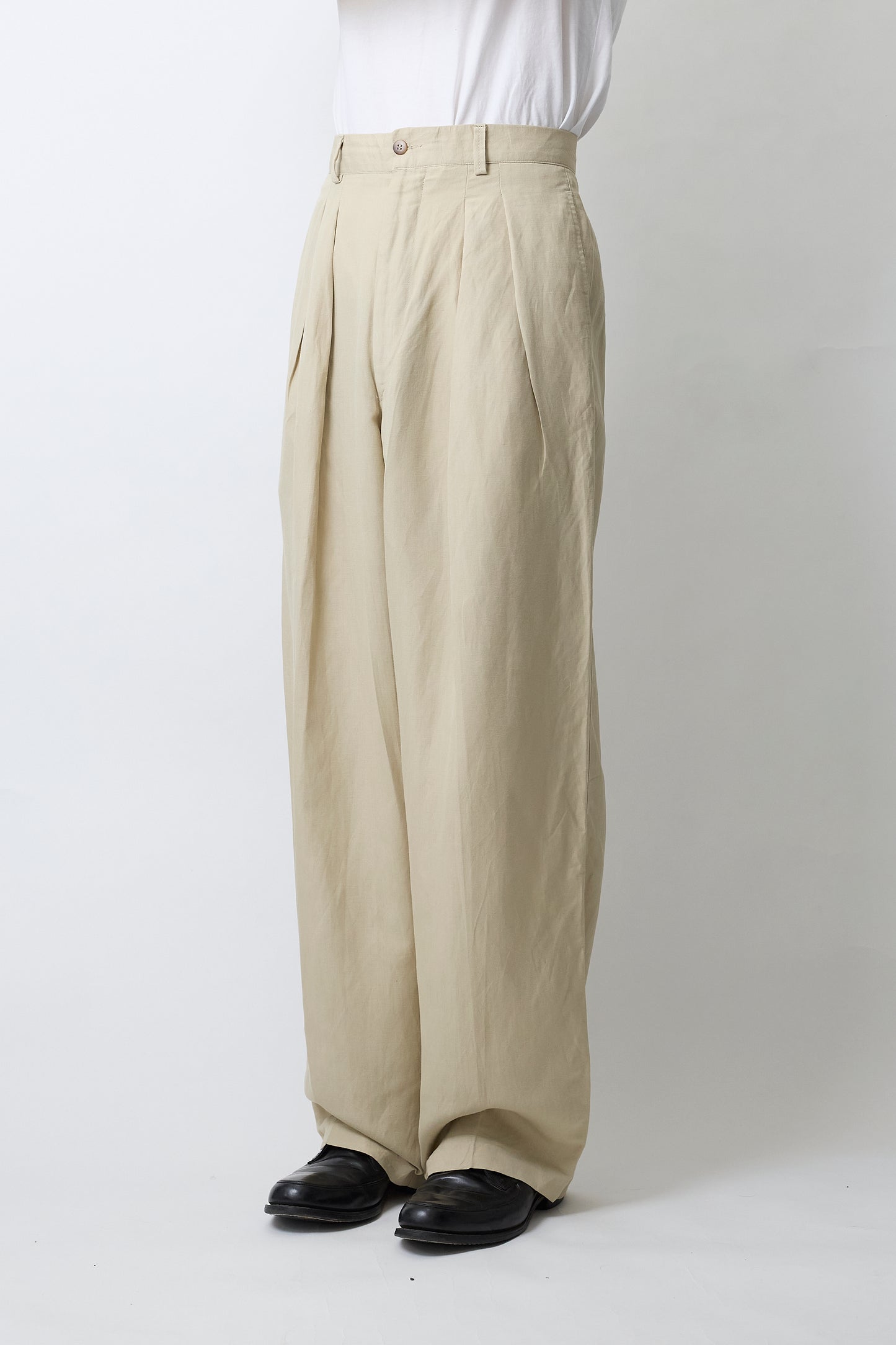 EMPORIO ARMANI BEIGE WIDE PANTS MADE IN ITALY