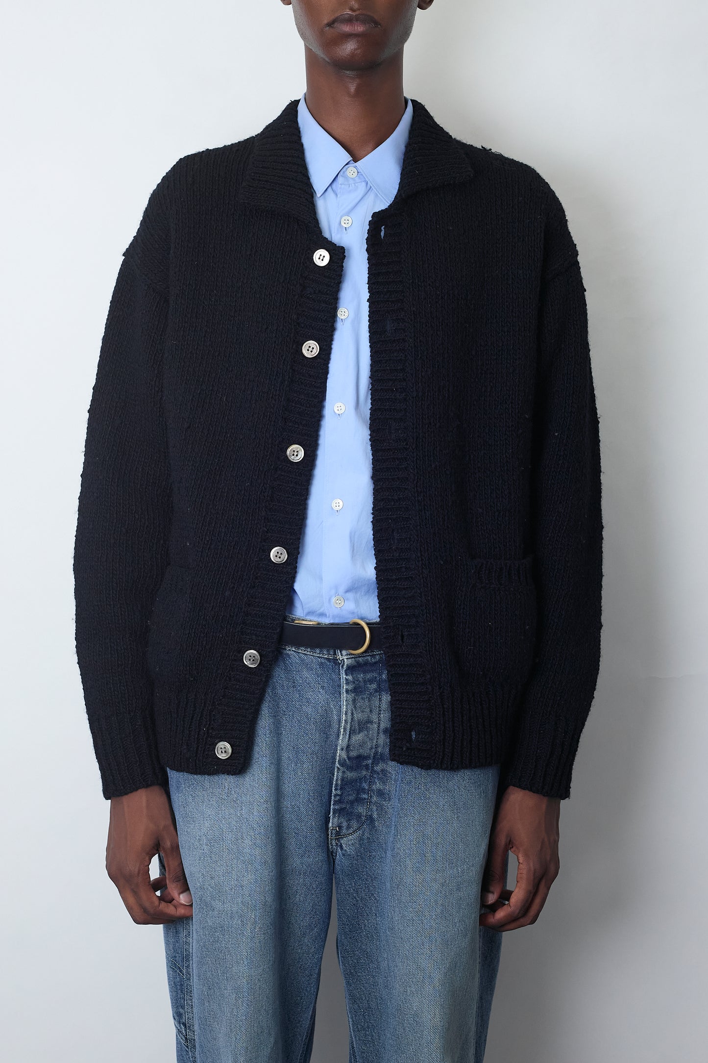 COMME DES GARCONS HOMME BLACK WOOL KNIT JACKET