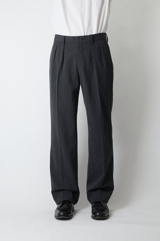 ISSEY MIYAKE MEN GRAY WOOL WIDE PANTS