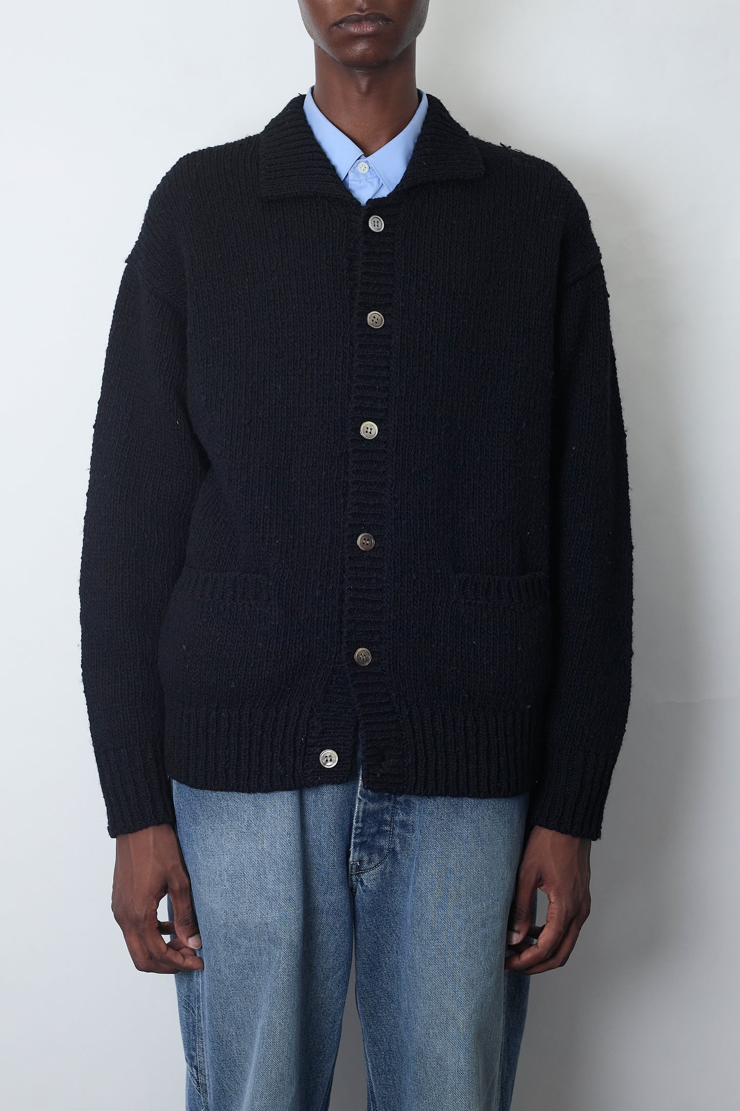 COMME DES GARCONS HOMME BLACK WOOL KNIT JACKET