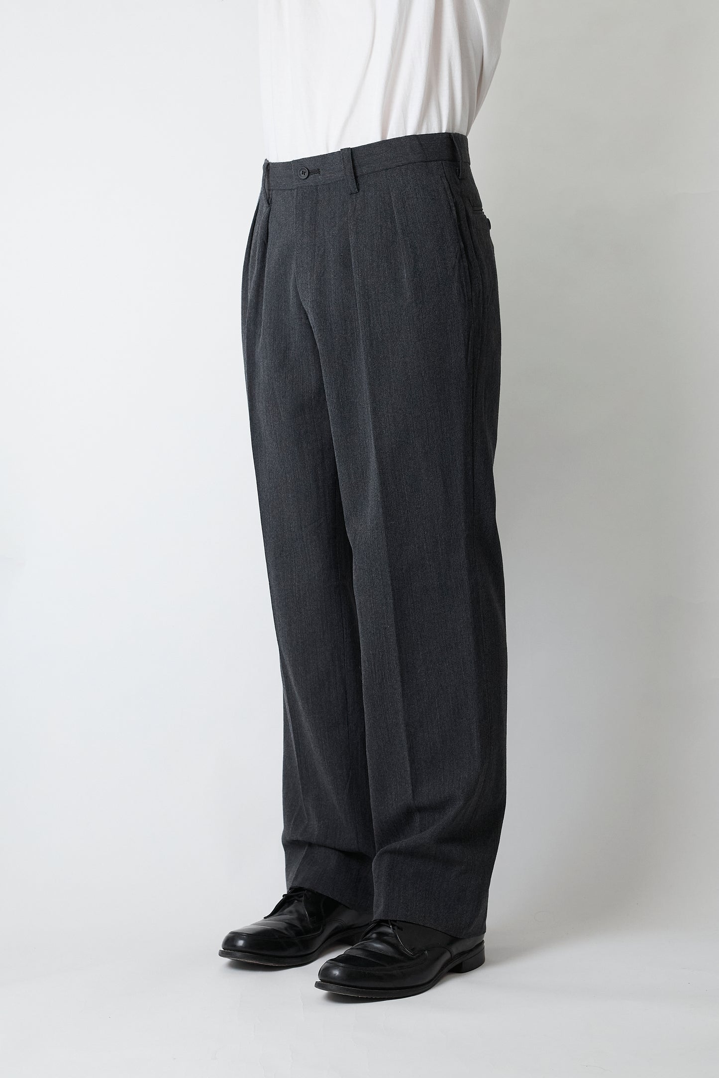 ISSEY MIYAKE MEN GRAY WOOL WIDE PANTS