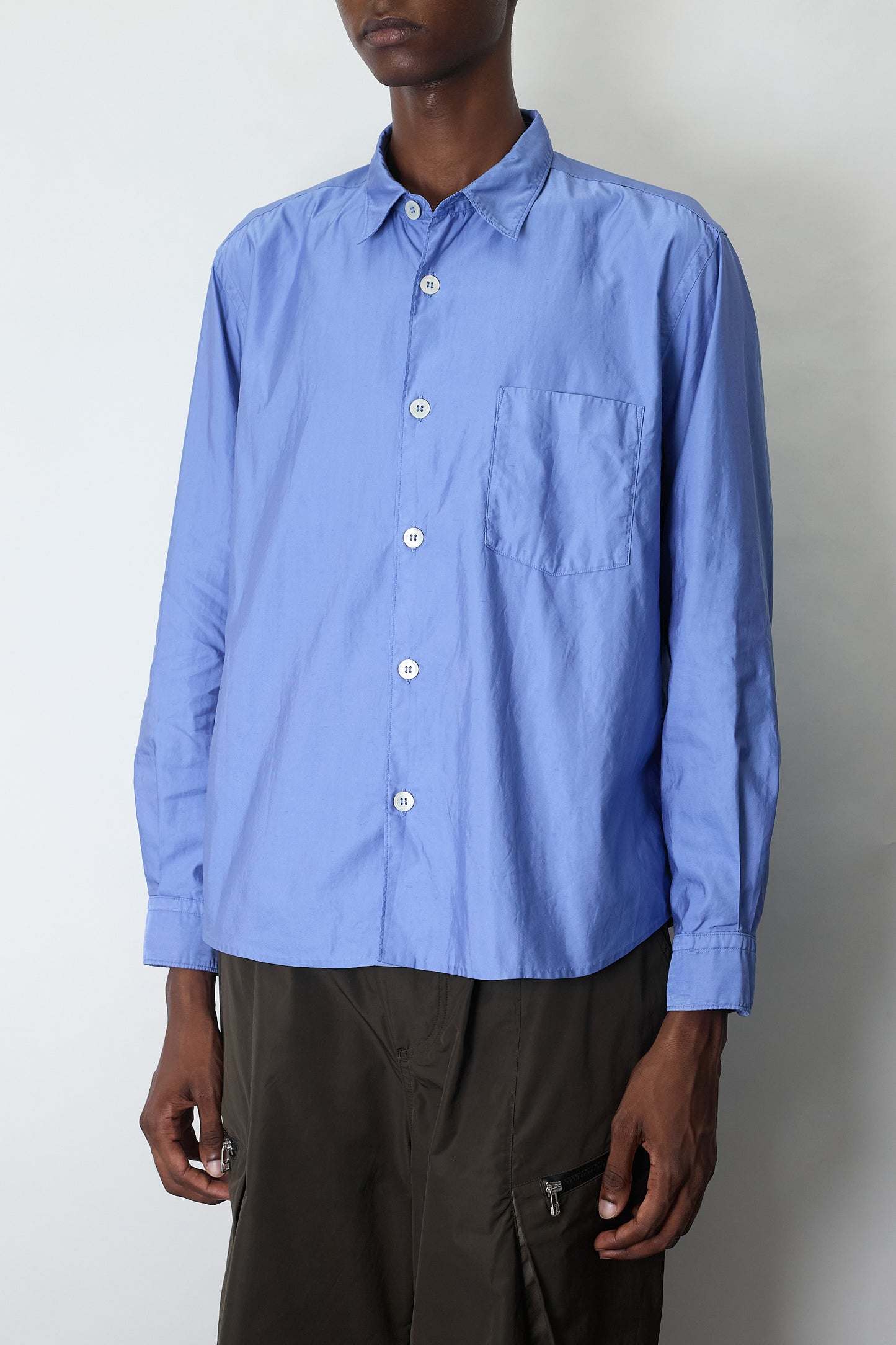 COMME DES GARCONS HOMME SKY BLUE WIDE SHORT SHIRT