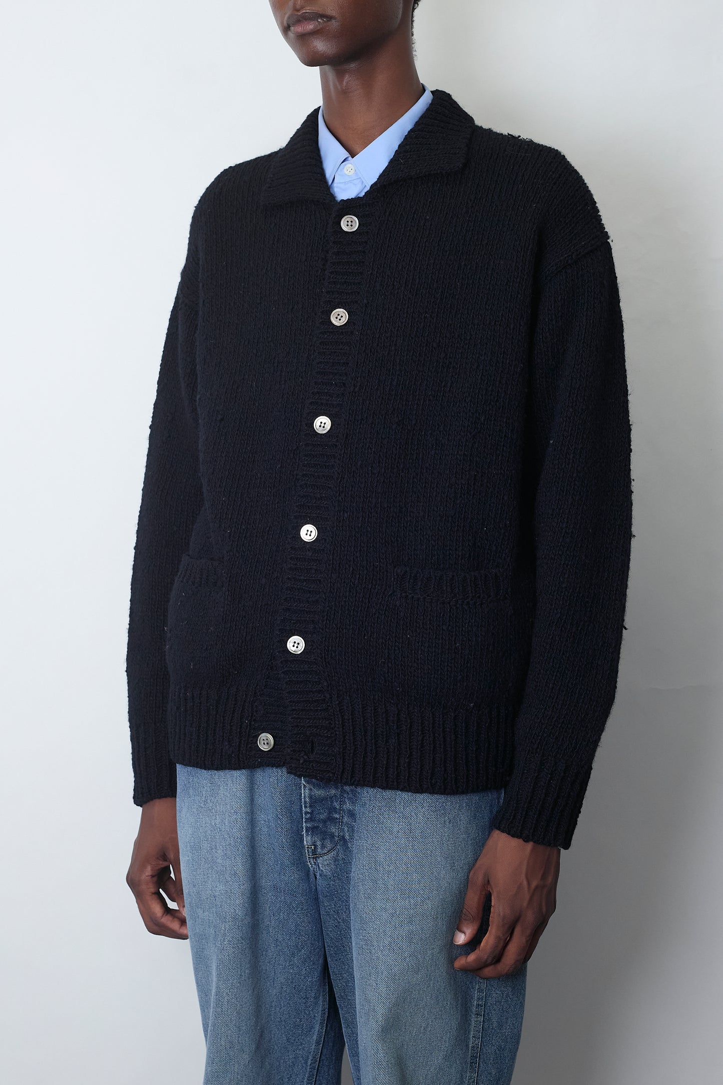 COMME DES GARCONS HOMME BLACK WOOL KNIT JACKET