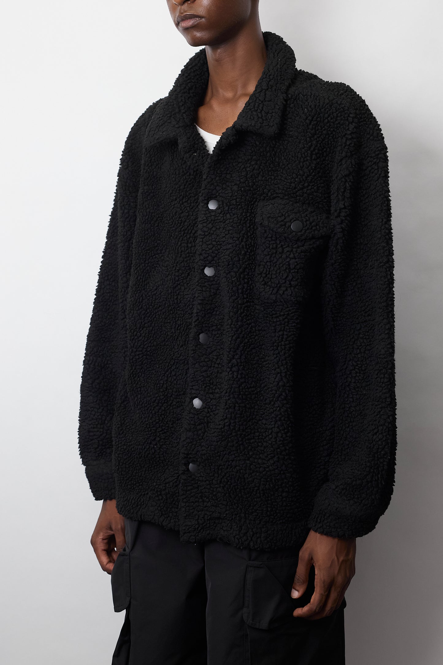 VINTAGE BLACK FLEECE SHIRT JACKET