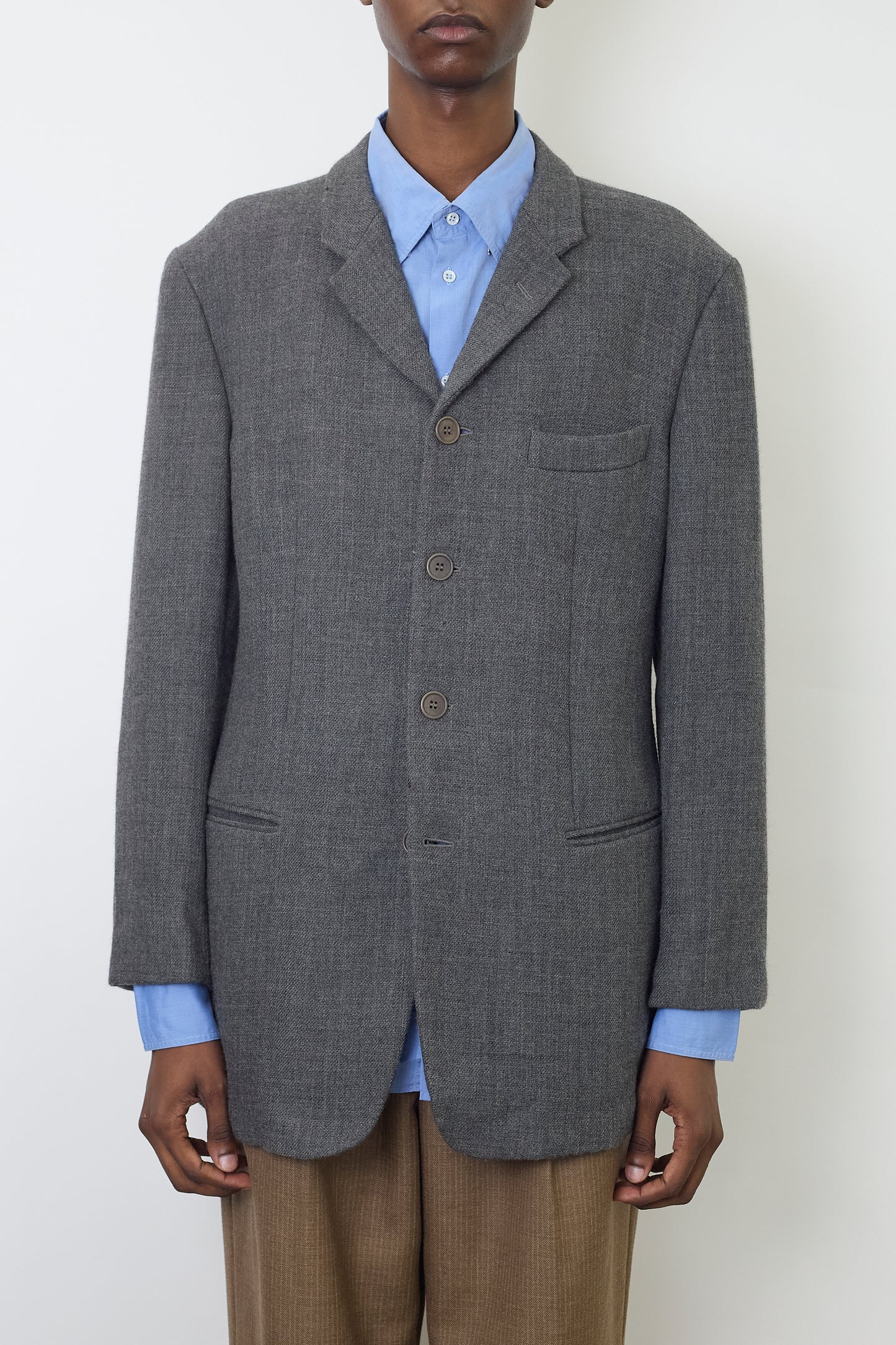 EMPORIO ARMANI GRAY WOOL TAILORED JACKET