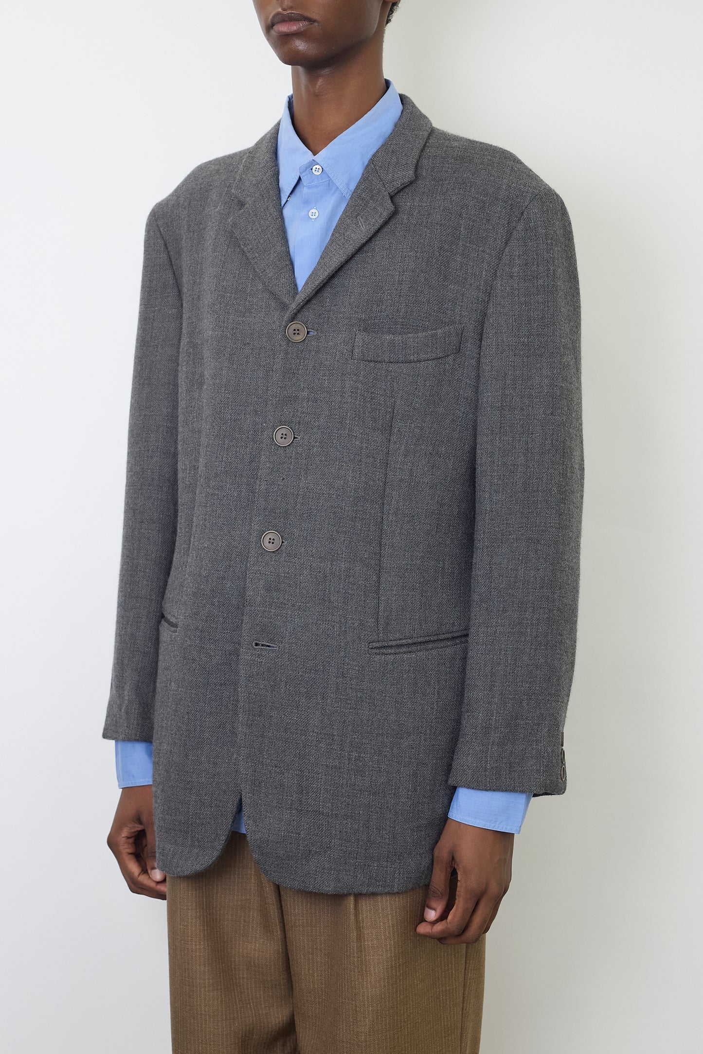 EMPORIO ARMANI GRAY WOOL TAILORED JACKET