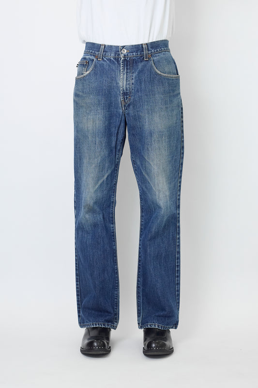 DKNY FADED INDIGO DENIM PANTS MADE IN ITALY