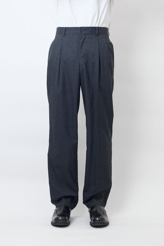 YOHJI YAMAMOTO GRAY WOOL GABARDINE WIDE PANTS