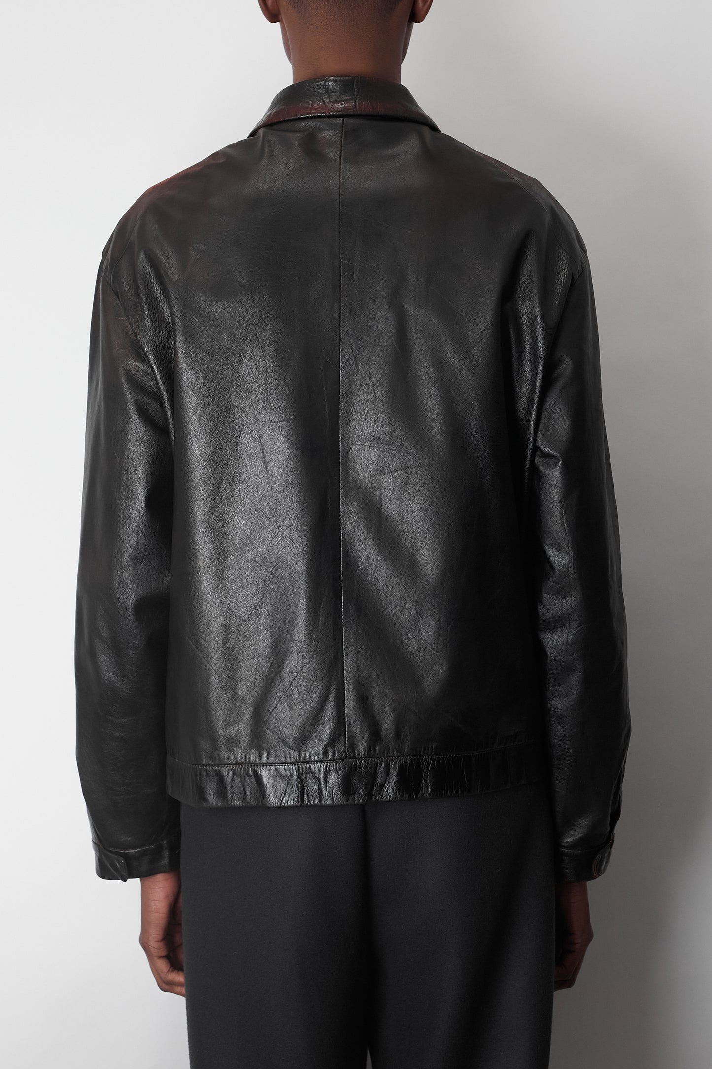 JIL SANDER BLACK LEATHER SHORT JACKET