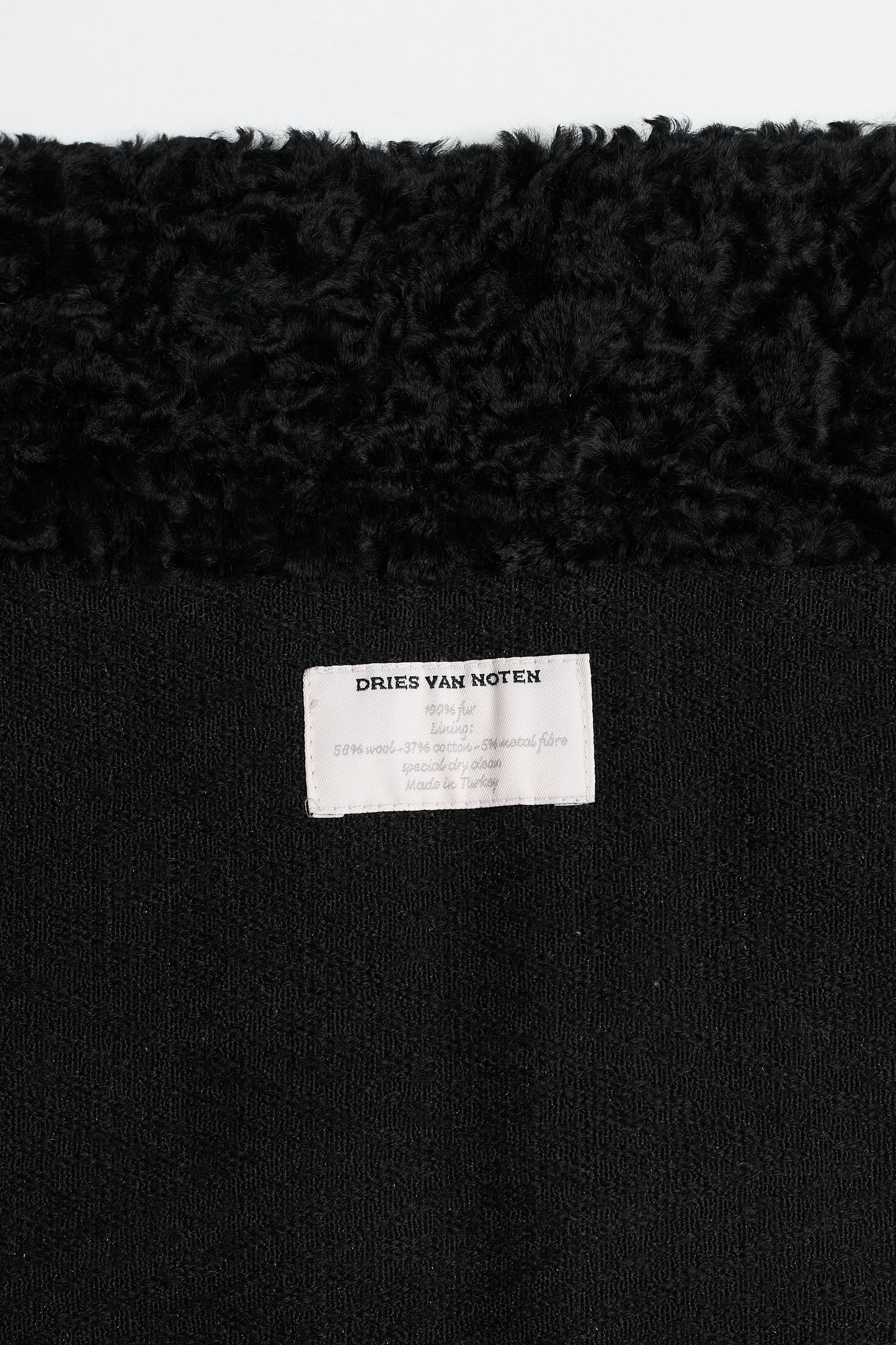 DRIES VAN NOTEN BLACK FUR SCARF