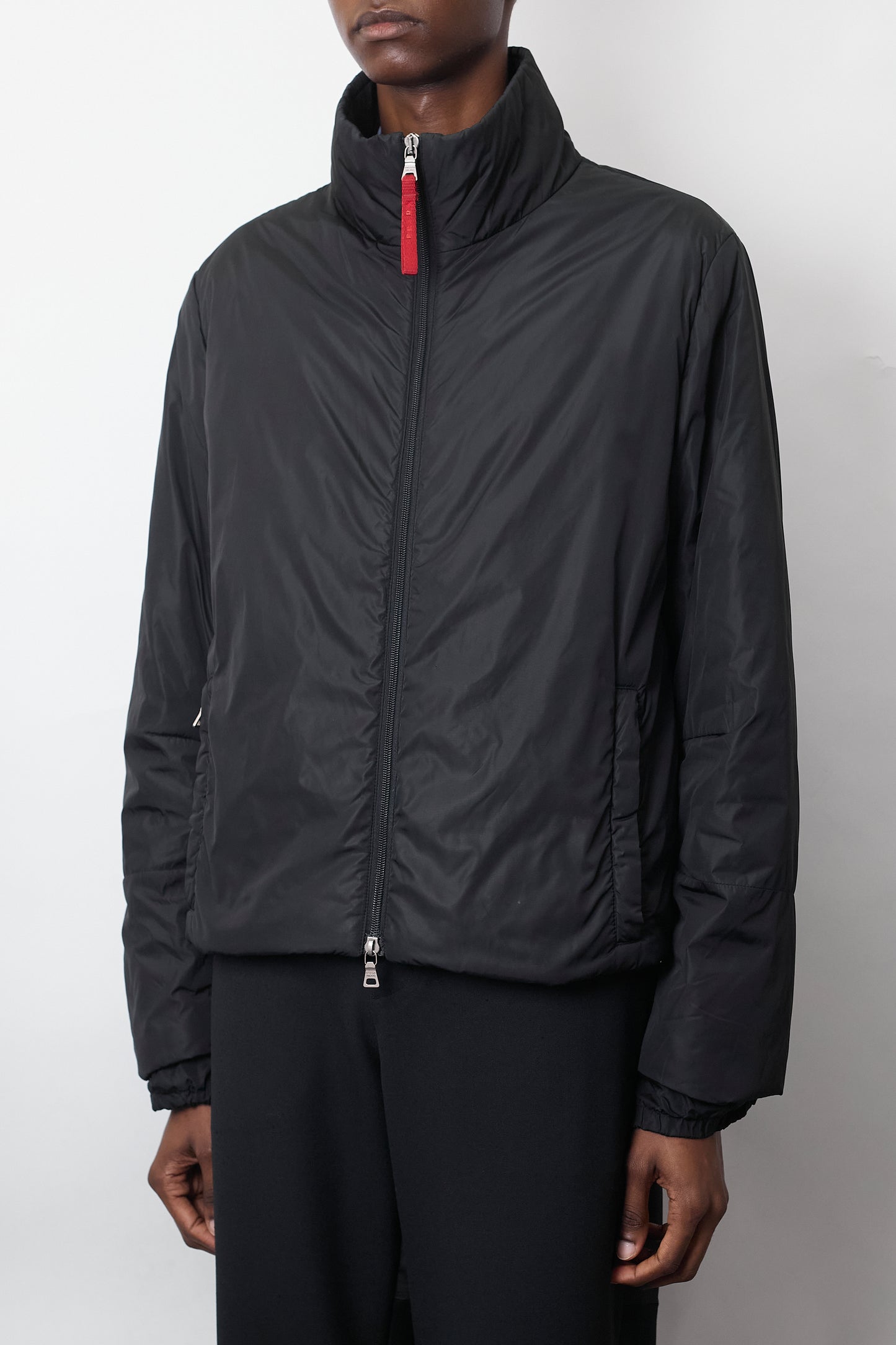 PRADA SPORT BLACK TECH NYLON PADDED SHORT JACKET