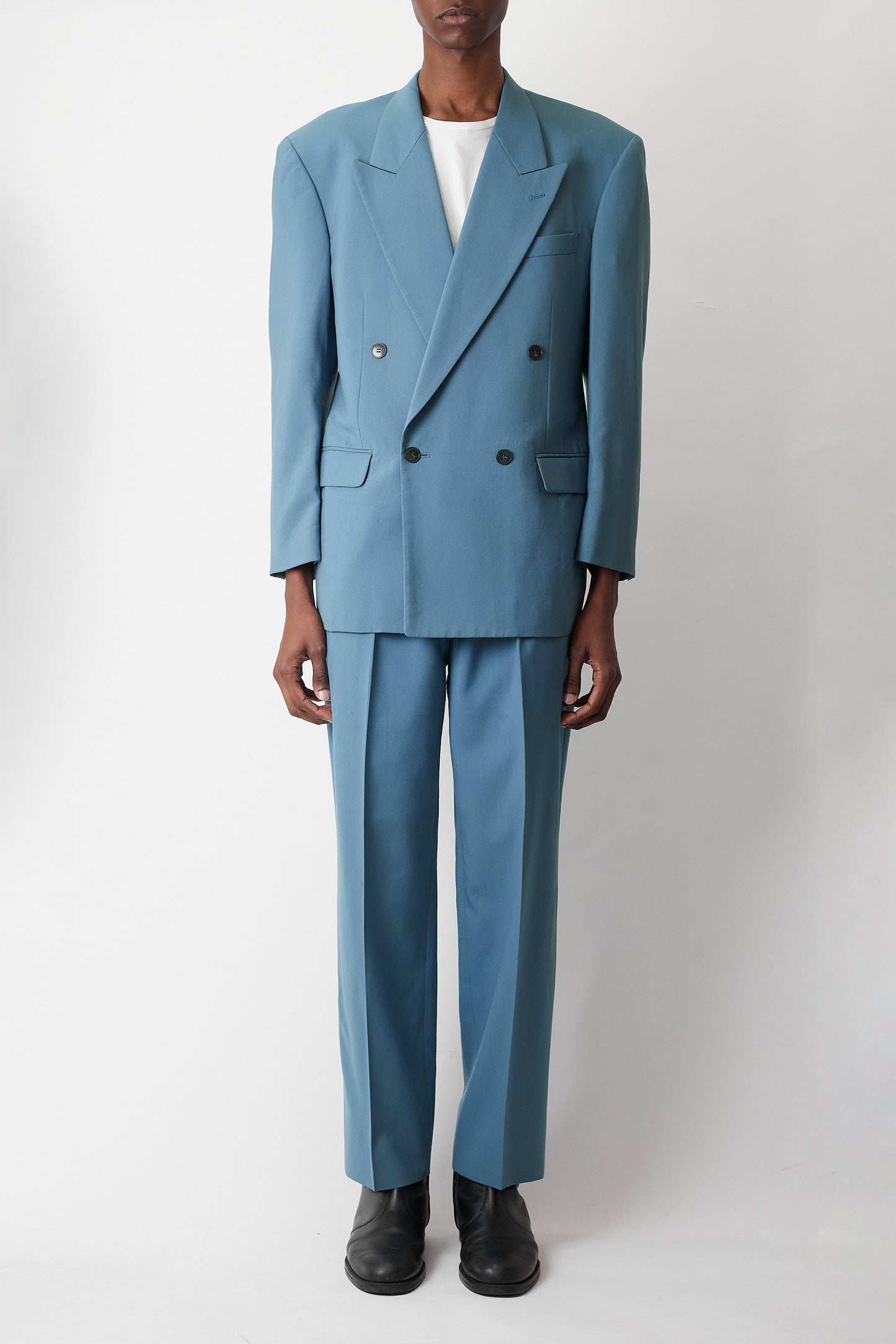 VINTAGE SKY BLUE WOOl DOUBLE  COORDINATE SUIT