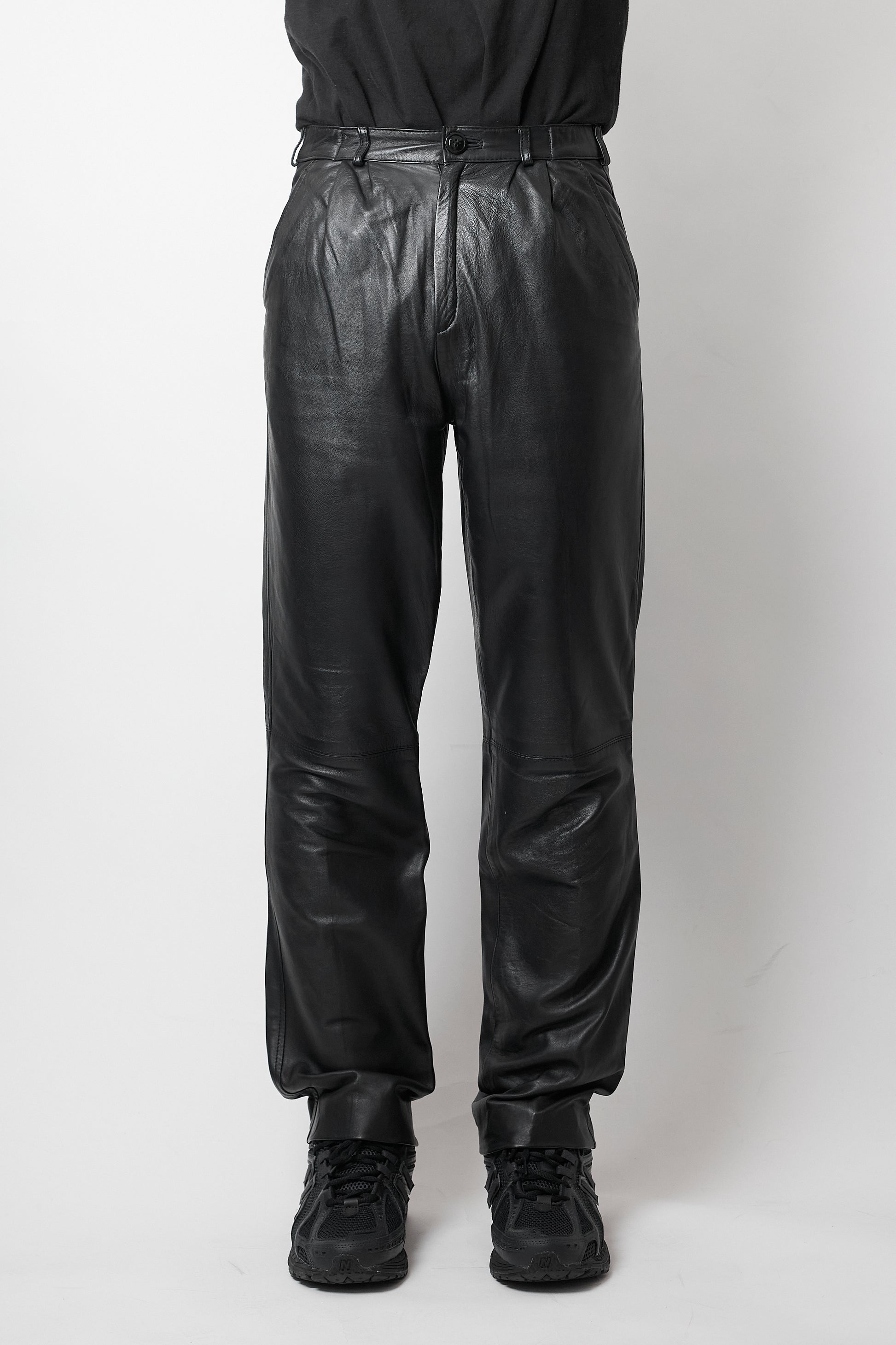 VINTAGE BLACK LEATHER STRAIGHT PANTS – DISSONANCE