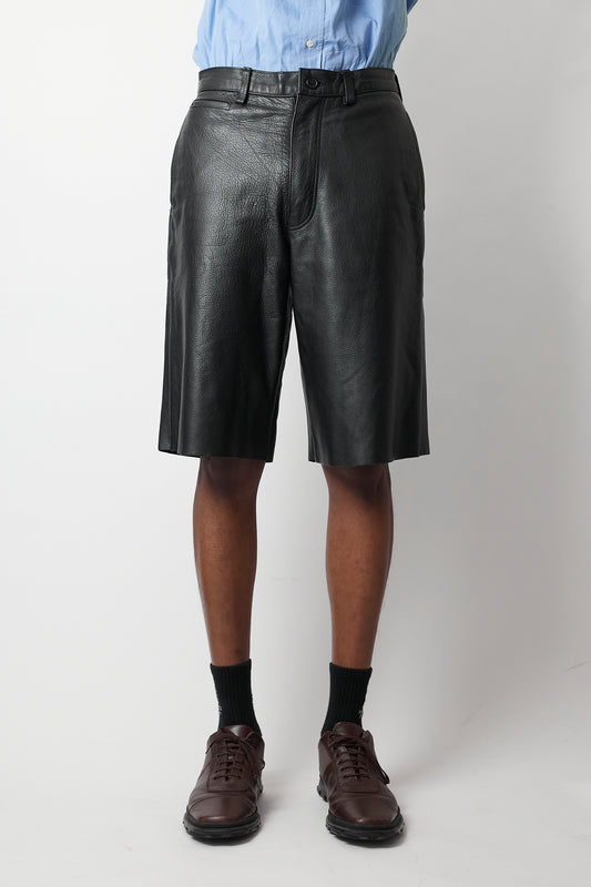 VINTAGE BLACK LEATHER SHORT PANTS