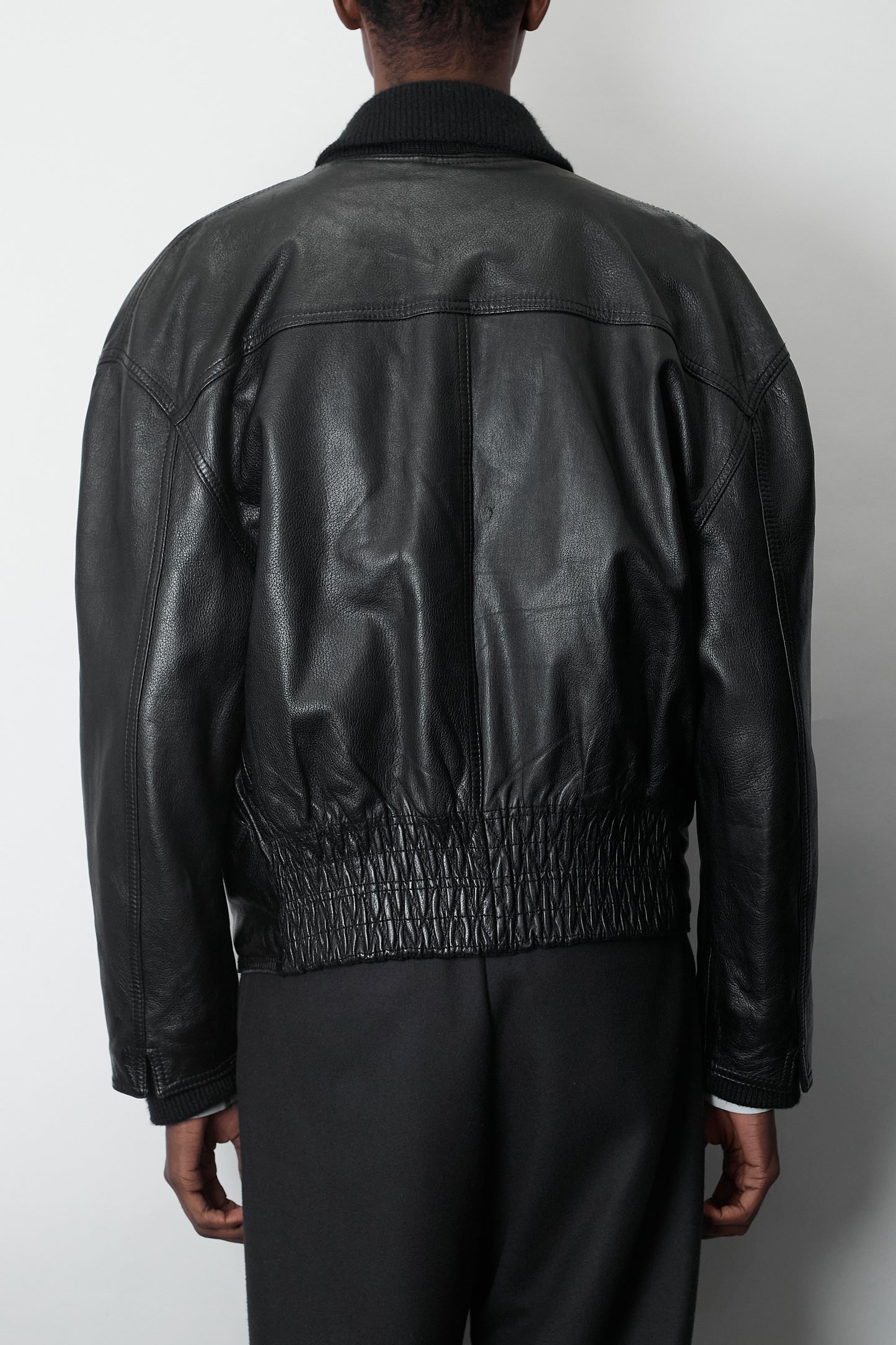 GIANNI VERSACE RUFFO LEATHER SHORT BOMBER JACKET